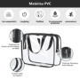 Lot de 3 Pochettes Transparentes pour Toilette - 3 Tailles (30/24/18cm), PVC Résistant à l'eau, Zippé - Voyage, Maquillage, Orga