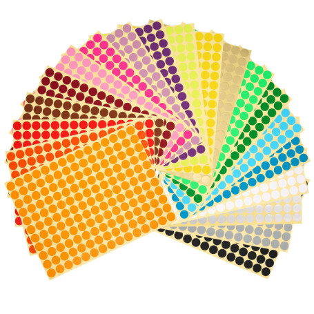Elalove 3300 Gommettes Rondes Autocollantes en 20 Couleurs Vives - Pastilles Autocollantes Repositionnables 10mm pour Organisati