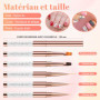 Elalove 5 Pinceaux Nail Art Professionnels en Or Rose - Set pour Gel UV/Acrylique avec Pinceau Liner, Plat et à Détails | Poils 