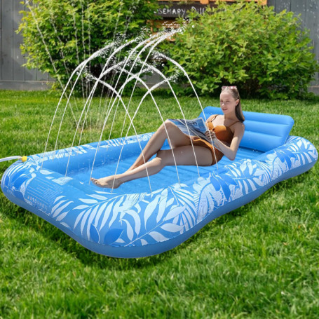 Balakaka Matelas Gonflable Piscine pour Adultes 208×130cm,Flottante Fauteuil de Piscine Tanning Pool avec Porte-Boisson, Design 