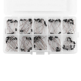 100 pièces boîte de diodes, kit électronique d'assortiment de diodes de redresseur 10 valeurs 1N4001 1N4002 1N4003 1N4004 1N4005