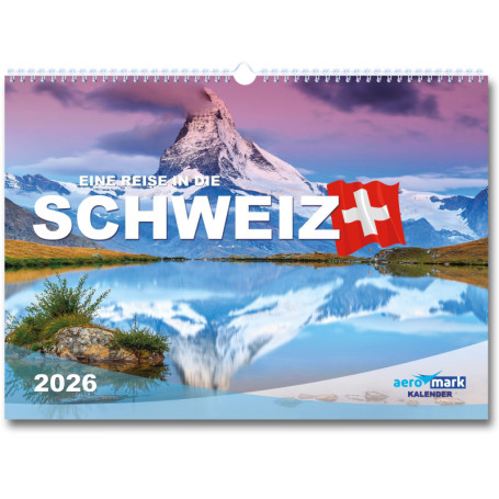 Calendrier mural suisse 2026 au format DIN A3 - Calendrier de voyage - Photos - Cadeau de Noël ou d'anniversaire - Calendrier me