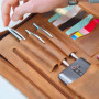 ALMADIH porte documents A4 cuir vachette avec fermeture éclair et poignée + classeur anneaux + bloc notes inclus, marron vintage