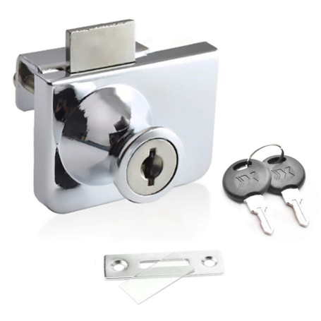 Serrure de Porte en Verre,Serrure Vitrine,Verrous de Sécurité à Double ou Single Ouverture, pour Porte en Verre de 5-8mm, Clé Sé