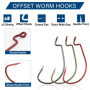 Shaddock Lot de 50 hameçons de pêche Offset Worm Dropshot pour leurres en Caoutchouc, Crochet Offset pour Poissons en Caoutchouc