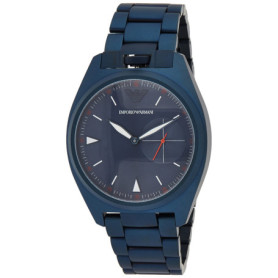 Emporio Armani Montre Trois Aiguilles en Acier Inoxydable Ton Bleu pour Homme , AR11309