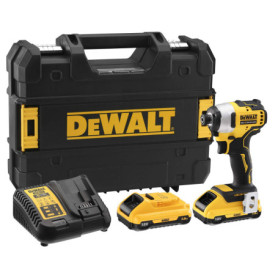 DEWALT - Visseuse à chocs compacte Brushless XR 18V, avec 2 batteries Li-ION 3.0Ah et coffret TSTAK, DCF809L2T-QW
