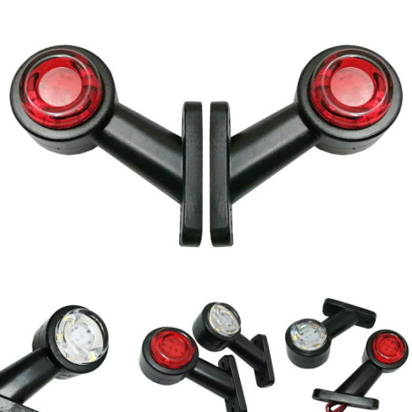 Formplas Lot de 2 feux de position LED 12 V 24 V 12 V 24 V gauche et droite Couleur blanc et rouge Feux latéraux pour camion, vo