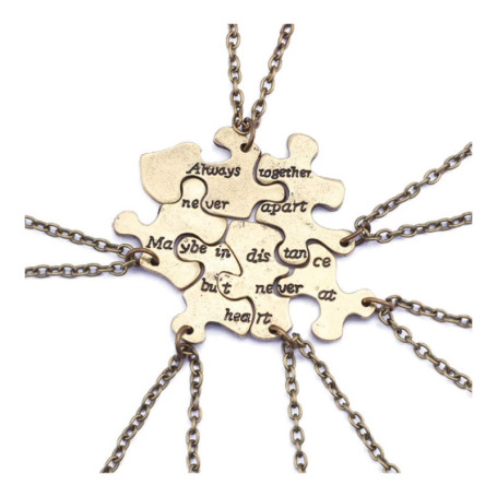 6pièces Collier Puzzle Amour Amie Ensemble De Pendentifs Créatifs Pour Bijoux De Mode À Porter Ensemble Pour Meilleure Amie