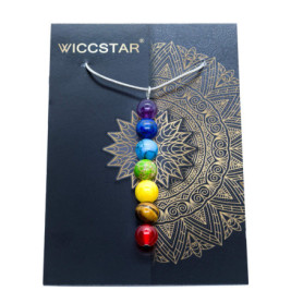 WICCSTAR Argent 925 plaqué 7 Pierres Chakras Collier Pierre d'Energie Precieuse Reiki