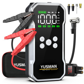 YUSMAN Booster Batterie Voiture - 6000A Démarreur de Voiture 12V(Jusqu'à 10L GAS/8L Diesel), Démarreur avec 150 PSI Compresseur 