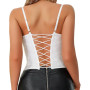 Haibang Débardeur à Bretelle Femme Corset Bra Bustier chic et elegant Sexy Crop Top sans Manches Ouvertes sur le Devant Corset B