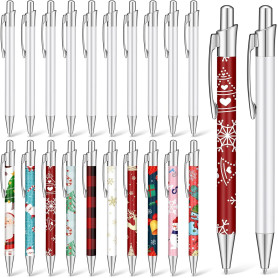 LATERN 20 Pièces Stylos à Bille à Sublimation, 14CM Stylo à Transfert Thermique Vierge Stylo à Bille Rétractable Aluminium Clip 