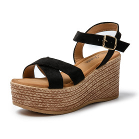 JOMIX Sandales Espadrilles Compensées Femme Sandale Femme Sandales Compensé d'été Sandale Réglable avec Boucle pour Maison Pisci