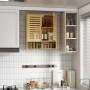 unho Meuble Salle de Bain Mural: Armoire Toilette Suspendu en Bambou Naturel Placard WC 2 Portes Rangement Cuisine Murale avec É