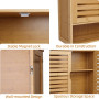 unho Meuble Salle de Bain Mural: Armoire Toilette Suspendu en Bambou Naturel Placard WC 2 Portes Rangement Cuisine Murale avec É
