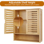 unho Meuble Salle de Bain Mural: Armoire Toilette Suspendu en Bambou Naturel Placard WC 2 Portes Rangement Cuisine Murale avec É
