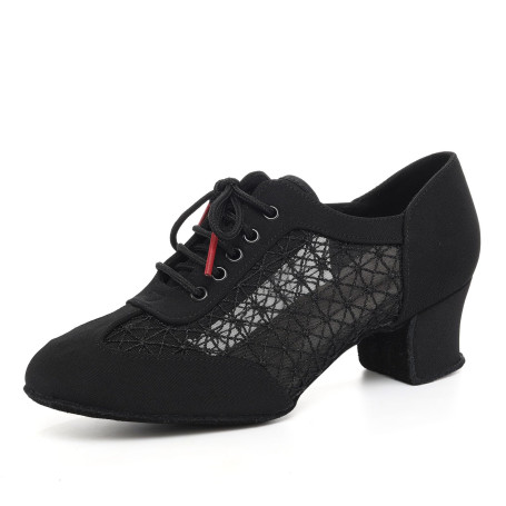 Uonpie Chaussures de Danse Latine Salsa D'entraînement pour Femmes Bout Fermé Talon Bas Lacets Chaussures de Danse de Salon