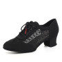 Uonpie Chaussures de Danse Latine Salsa D'entraînement pour Femmes Bout Fermé Talon Bas Lacets Chaussures de Danse de Salon