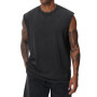 T-shirt d'été à manches courtes pour homme, gilet de fitness sans manches, délavé pour l'entraînement, la salle de sport, coton