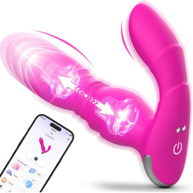 Vibromasseurs Feminin à Distance, Sextoyse Femme Clitoridienne Gode Vibro-masseur va et vient Poussée/Vibration à 9x9 Fréquences