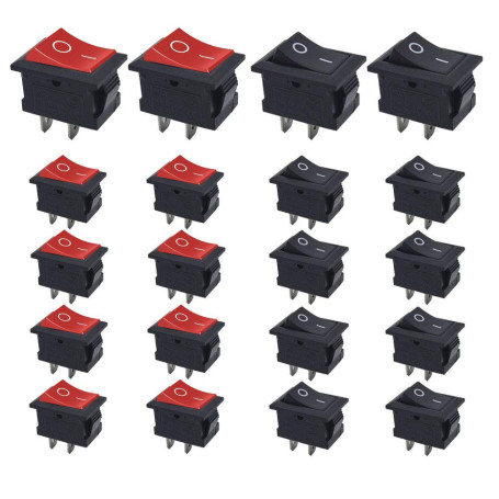 Senven 20Pcs Interrupteur à bascule, interrupteur à bascule mini AC, 2 broches 6A / 250V, 10A / 125V ON/OFF, pour automobile, ma