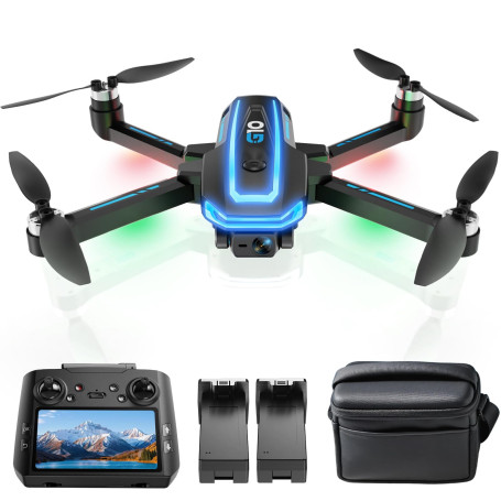 G10 GPS Drone avec Caméra Professionnel 4K EIS(Radiocommande avec Écran)45 Mins de Vol,Transmission Max 600m/1968ft,Suivi de Suj
