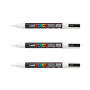 POSCA - Mitsubishi Pencil - 3 Marqueurs Blanc PC-3M - Pointe Conique fine - Marqueur Peinture à Base d'Eau - Tout Support, Papie