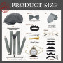 10pcs 1920s Mens Costume Set for Adult, Roaring Retro 20s Gatsby Gangster Costume Outfit with Vest Octagonal Hat Bow Tie Cuffs G