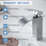 kisimixer Moderne Robinet Salle de Bain Cascade, Design Elégant Robinet Lavabo, Mitigeur Cascade, Eau Chaude et Froide Disponibl