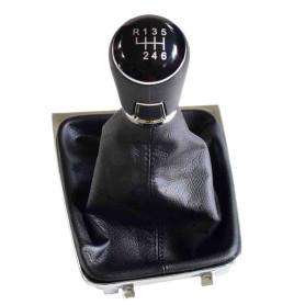 Pommeau de levier de vitesse manuel avec soufflet en cuir noir pour Golf 7 MK7 2013 2014 2015 2016 2017 (6 vitesses)