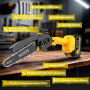 SINPY Mini Tronconneuse a Batterie 2x4000mah, 6 Pouces Tronçonneuse sur Batterie Elagueuse Thermique Coupe Branche Electrique Pe