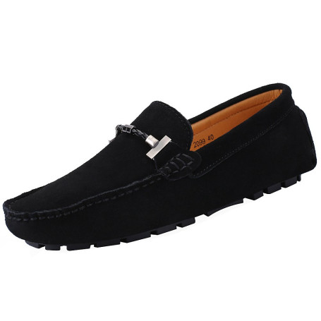 Jamron Hommes Élégant Boucle Loafers Confortable Daim Chaussures de Conduite Stylées Mocassin Slippers