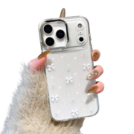EYZUTAK Coque de Téléphone pour iPhone 17 Pro Max, Brillant 3D Bowknot Cas de Étui Mignon Brillant Clair Nœud Design Esthétique 
