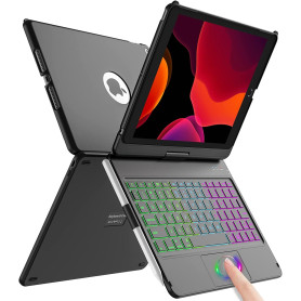 aMZCaSE Étui pour Clavier iPad 10.2 pour iPad 9/8/7e gén,Coque Rigide Rabattable à 360°avec Clavier Bluetooth sans Fil avec 7 ré