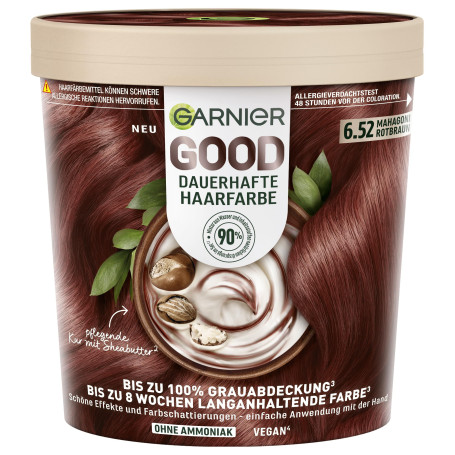 Garnier GOOD Coloration permanente pour cheveux 6.52 acajou rouge-brun – Coloration sans ammoniaque, formule végétalienne, couve