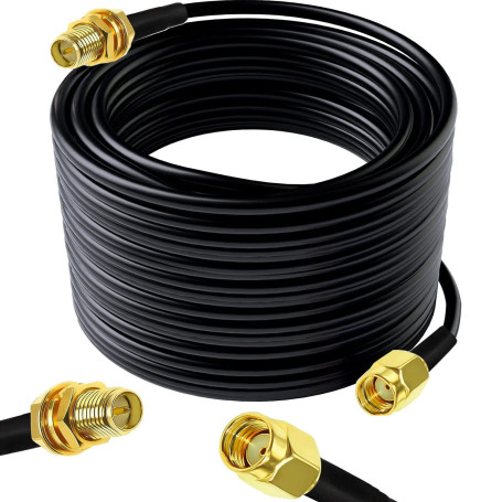 RUNCCI-YUN 10M Antenne WiFi Extension Câble, Câble d’Extension RP-SMA,Rallonge Antenne WLAN, Câble Coaxial RP-SMA,pour Pont de r