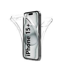 COQTEL® Coque pour iPhone 15+ 360° Transparente Protection intégrale en Silicone et TPU Antichoc