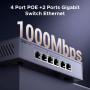 UGREEN Switch Ethernet PoE 6 Ports Gigabit Switch RJ45 4 Ports PoE+ 60W Multiprise RJ45 Boitier Métal 6KV Protection Contre la F