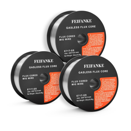 FEIFANKE Fil Fourré Sans Gaz 0.9MM, Bobine Fil Fourré 3KG- E71T-GS General Purpose MIG MAG Welding Wire Reel D100 for Welding Ma
