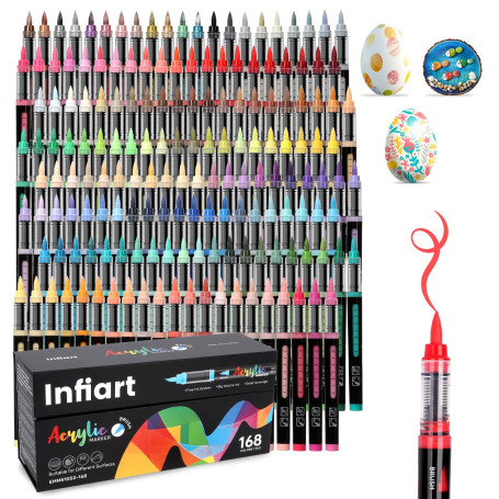 Infiart 168 Couleurs Feutre Acrylique Tête de Brosse Douce Marqueurs Peinture Acryliques Système de Contrôle Automatique Acrylic