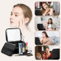 OSDUE Trousse de Maquillage avec Miroir Lumière,Trousse de Maquillage de Voyage 3 Couleurs LED Trousse avec Séparateurs Réglable