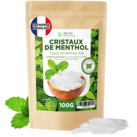 DETOX ORGANICA Cristaux de Menthe - Sauna et Inhalation Rhume - 100g de Menthe 100% Naturelle - Grands Cristaux de Qualité Supér