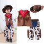 Générique Deguisement Costume de Cowboy avec Bandana, Gilet et Chapeau pour Bebe Enfant Garçons, Brun