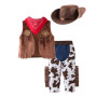 Générique Deguisement Costume de Cowboy avec Bandana, Gilet et Chapeau pour Bebe Enfant Garçons, Brun