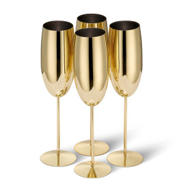 Oak & Steel - 4 Élégantes Flûtes À Champagne En Acier Inoxydable, 285 Ml - Set De Verres Incassables Pour Noël Et Le Nouvel An