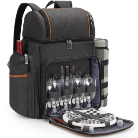 Sac à dos de pique-nique pour 4 personnes, panier de pique-nique, sac à dos isotherme pour pique-nique, sac à dos de pique-nique