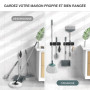 homeasy Porte Balai Acier Inoxydable, Accroche Balai Mural sans Perçage, Support Balai 2 Emplacements avec 1 Crochet pour Cuisin