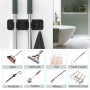 homeasy Porte Balai Acier Inoxydable, Accroche Balai Mural sans Perçage, Support Balai 2 Emplacements avec 1 Crochet pour Cuisin