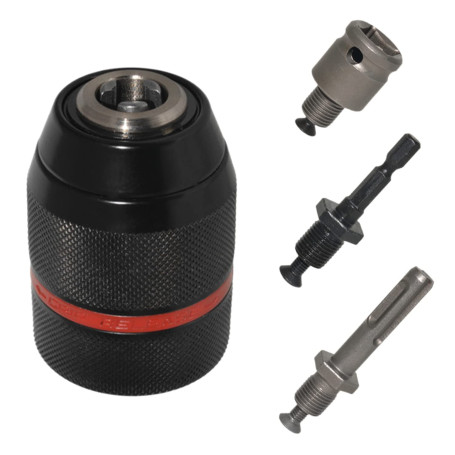 Mandrin auto-serrant SDS en métal - Adaptateur de mandrin hexagonal - Envergure : 1,5-13 mm - Filetage intérieur du mandrin : 1/